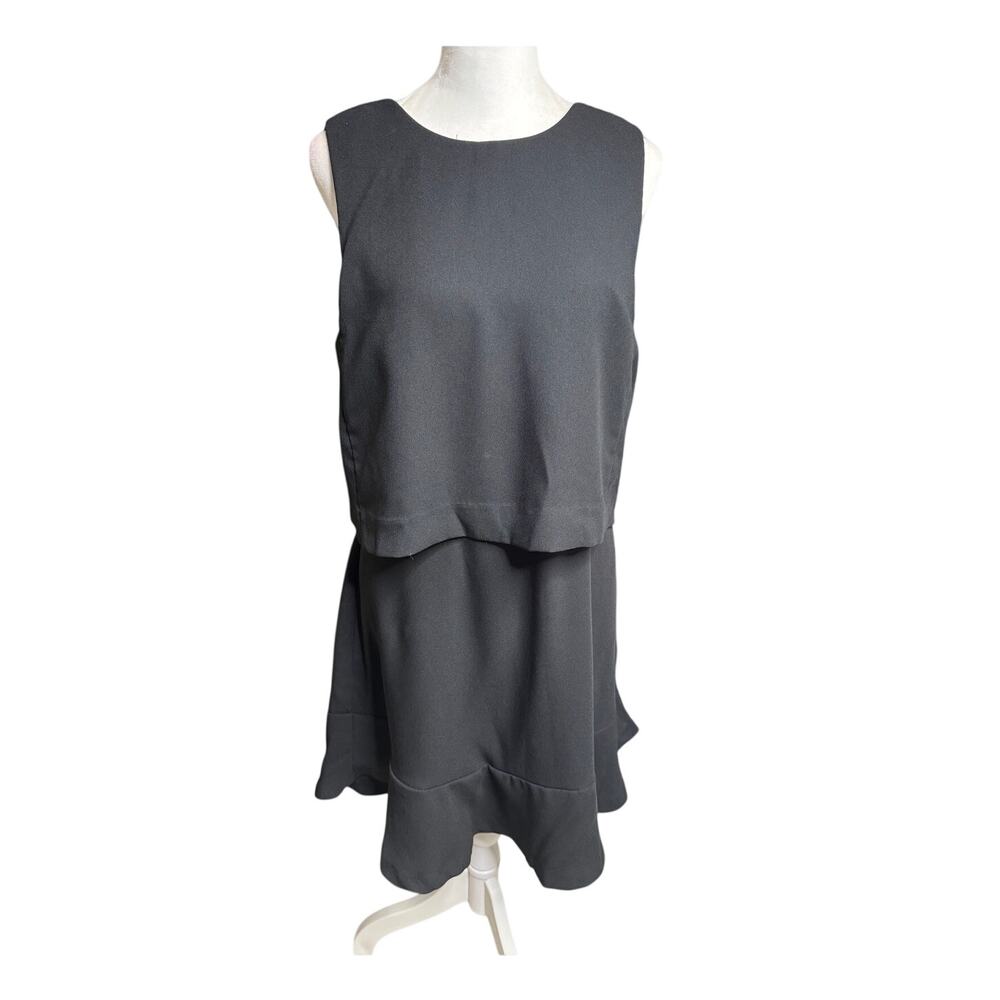 Banana Republic Black Ruffle Layered Shift Dress LBD 10